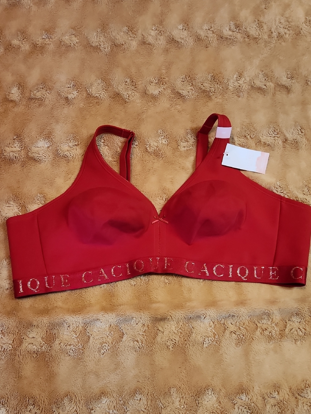 Cacique Red Wireless Logo-Band Full Coverage Bra